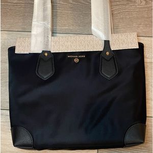 MICHAEL MICHAEL KORS Eva Small Nylon Top Zip Tote Black   NWT